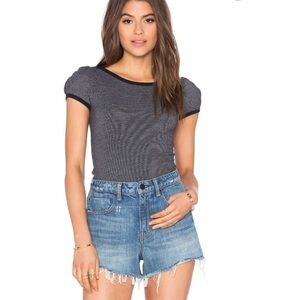 Free People Blouse with Puffy Cap Sleeves